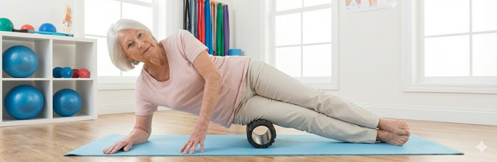 Person som rullar muskler med foam roller