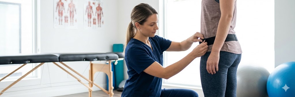 Användning av SI-bälte som stöd för bäckenet